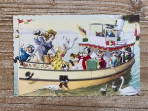 Mainzer Cats, River Cruise, 4911, Hartung, Unused, Vintage Postcard 