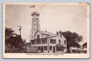 J91/ Angola Indiana Postcard c1940s Hoosier Hills Inn and Tower  362