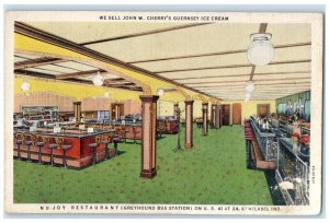 c1940 Nu Joy Restaurant Greyhound Bus Station Kentland Indiana Vintage Postcard