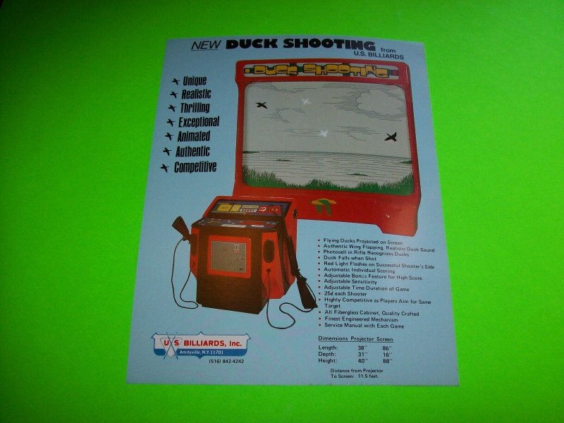 Duck Shooting Arcade FLYER US Billiards Original NOS Rifle Gun Shooting Gallery