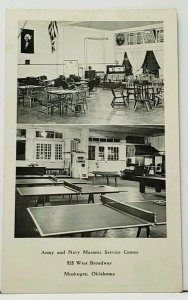 Oklahoma Army & Navy Masonic Service Center Muskogee WWII Era Postcard I18