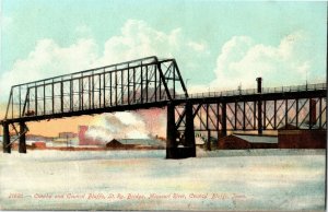 Railroad Bridge Over Missouri River Omaha Council Bluffs IA Vintage Postcard B65