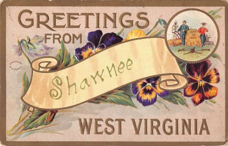 Shawnee West Virginia Greetings Flowers Vintage Postcard AA34578