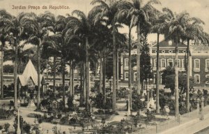 PC CPA BRAZIL, JARDIM PRACA DA REPUBLICA, Vintage Postcard (b20417)