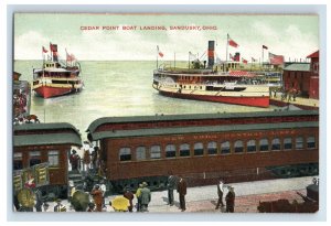 C1910 Ceader Point Boat Landing Sandusky Ohio Postcard F35E