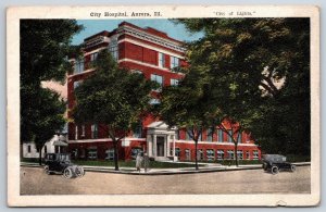 Aurora Illinois~City Of Lights~City Hospital Bldg Exterior View~Vintage Postcard