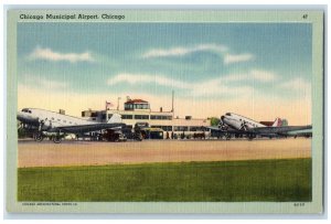 c1940's Chicago Municipal Airport Landing Field Terminal Chicago IL Postcard