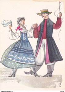 POLAND, Dancing Couple art postcard , 40-50s ; #3