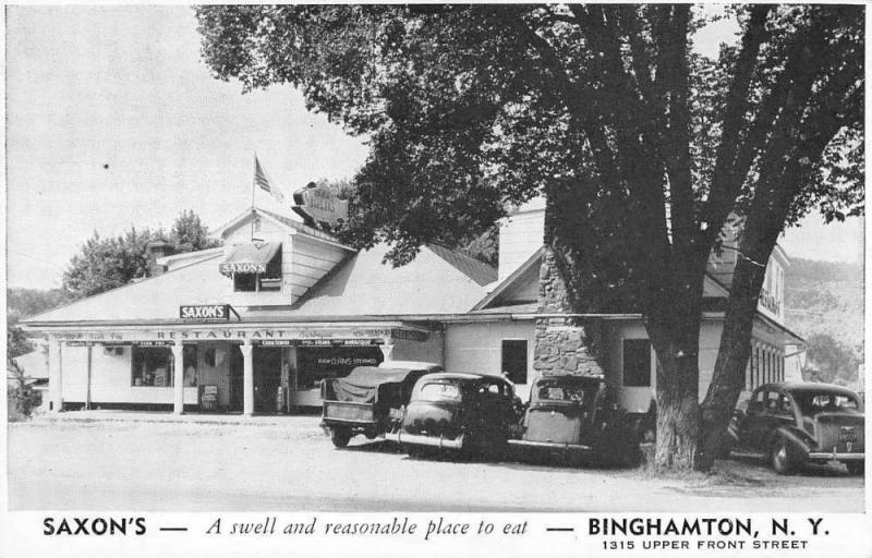 Binghamton New York outside view Saxons Restaurant vintage pc Y14871