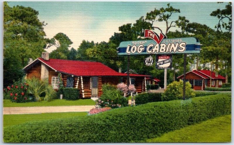 Panama City Fl Postcard The Log Cabins Cottages Highway 98