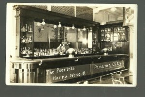 Panama City FLORIDA RP c1920 INTERIOR BAR Saloon Tavern THE PEERLESS Wescott