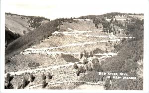 RPPC RED RIVER, NM New Mexico  SWITCHBACKS on RED RIVER HILL  c1940s  Postcard