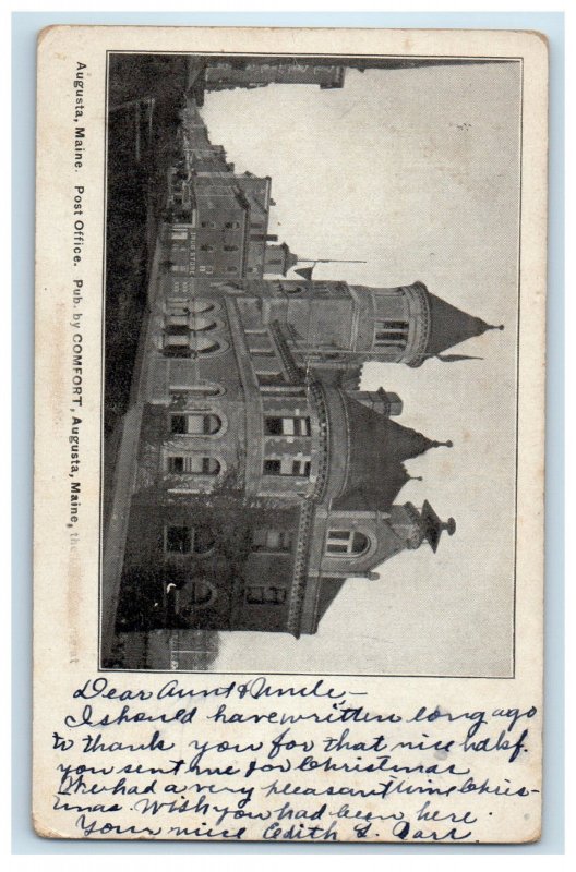 1906 Post Office Building, Augusta Maine ME Clarence IA Antique Posted Postcard