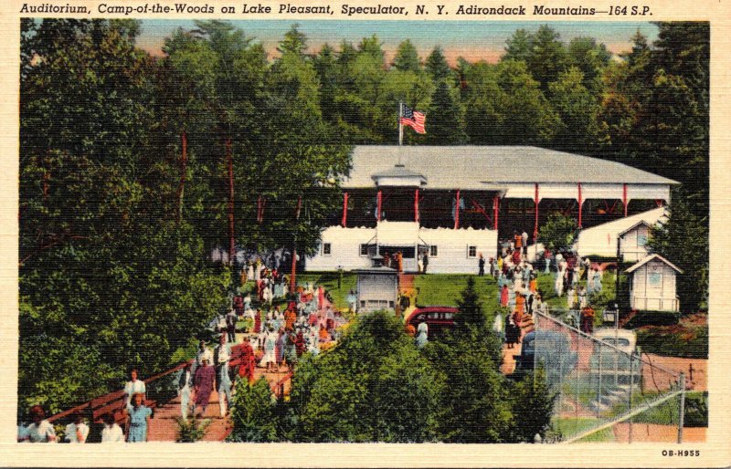 New York Adirondacks Speculator Camp-Of-The-Woods Auditorium On Lake Pleasant...