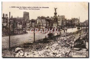 Reims in the ruins after the retreat of German Postcard Old Place d & # 39Erl...
