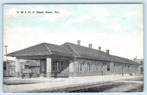 RIPON, WI Wisconsin ~ C. M. & ST. PAUL  RAILROAD DEPOT c1910s  Postcard