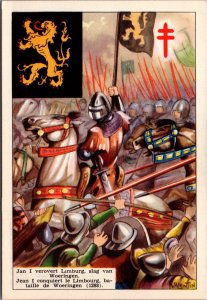 Belgium Military History, Etendard Du Brabant 1288 Vintage Postcard C189