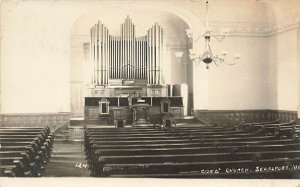 Searsport ME Congregational Church Church Interior 1907 Real Photo Postcard