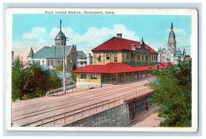 c1910's Rock Island Station Depot Davenport Iowa IA Unposted Antique Postcard