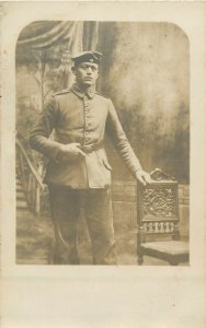 ww1 german military man soldier portrait uniform atelier photo postcard