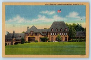 Asheville North Carolina NC Postcard Country Club House Garden Scene Vintage