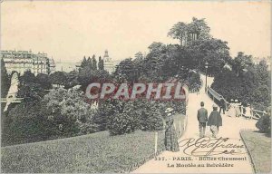 Old Postcard PARIS Buttes Chaumont The rise in belvedere