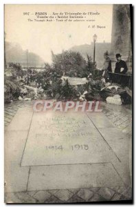 Old Postcard Paris Arc De Triomphe From I & # 39Etoile Tomb of the Unknown So...