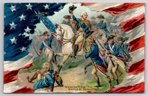 Patriotic George Washington at Battle of Princeton Postcard I30
