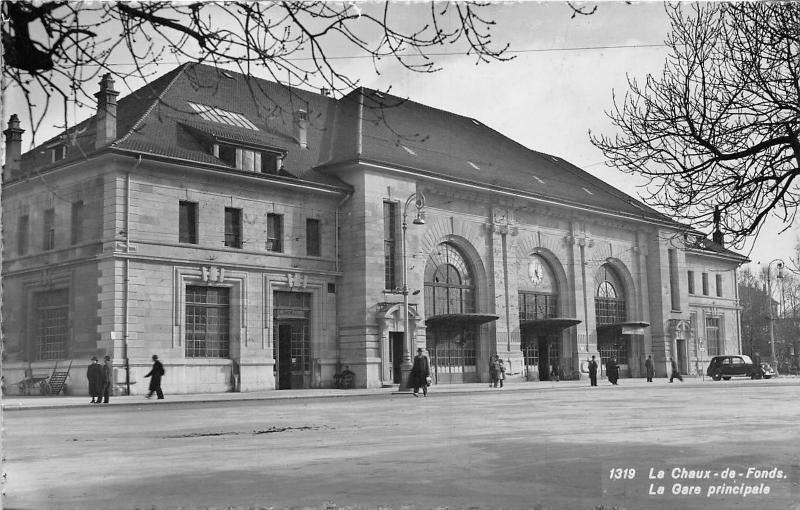 B93127 le chaux de fonds le gare principale car real photo switzerland