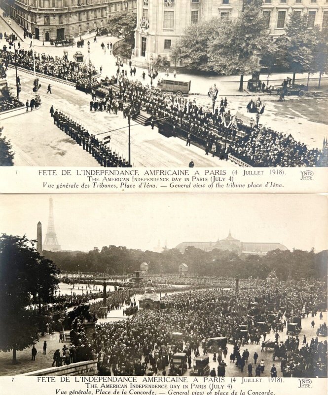 RPPC July 4 Independence Day In Paris Lot Of 6 Parade 1918 Postcards PCBG12B
