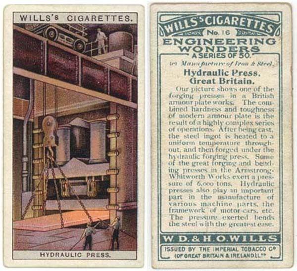 Tobacco Card, Wills's Cigarettes, Hydrauilic Press, Engin...