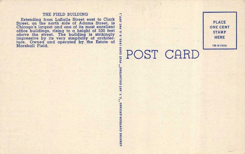 CHICAGO, IL Illinois  FIELD & CONTINENTAL CO BUILDINGS  *Two* c1940's Postcards