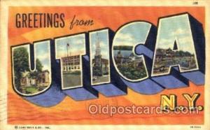 Greetings From Utica, New York, USA Large Letter Town 1948 crease and wear ri...