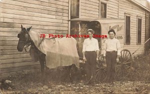 KS, Herrington, Kansas, RPPC, French Dry Cleaning Horse Drawn Advertising Wagon