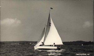 Thomaston Maine ME Sailboat Sailing Real Photo RPPC Vintage Postcard