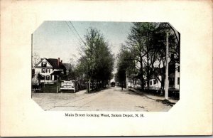 Vtg Salem Depot New Hampshire NH View of Main Street Looking West 1910s Postcard