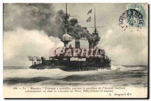 Postcard Old Boat Massena Breastplate of turrets squadron flying the flag of ...