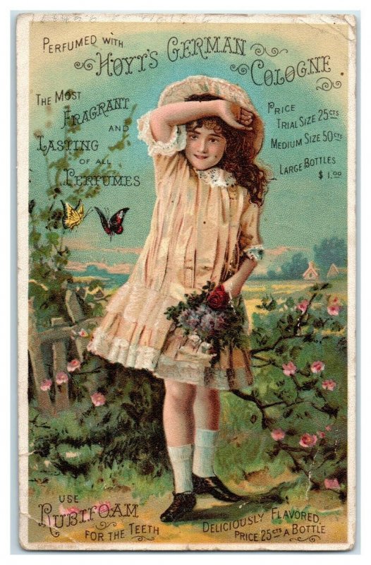 Flower Girl, Hoyt's German Cologne, Rubifoam for Teeth, Victorian Trade Card