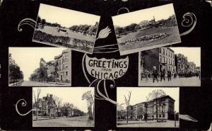 Chicago Illinois IL Street Scenes Multi-View c1910 Vintage Postcard