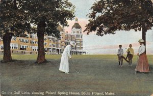 Golf Links Course Poland Spring House Maine Women Golfers 1909 Antique Postcard