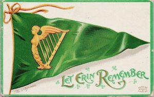 Let Erin Remember Green Flag Harp Ellen Clapsaddle Signed c1910 Postcard G88