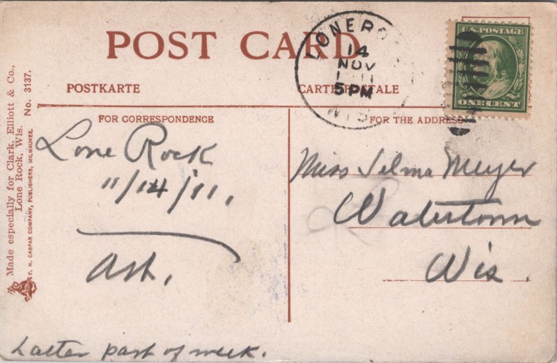 Lone Rock WIS The Dickerson House Hotel Piano Hall in Background 1911