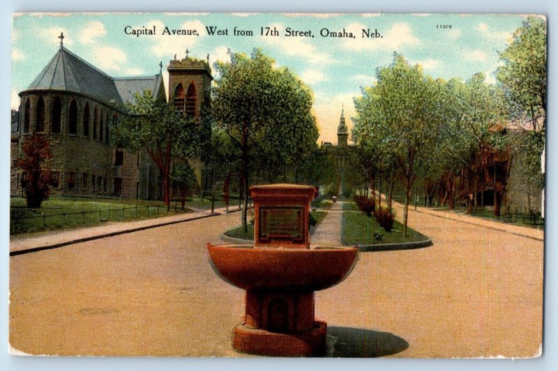 Omaha Nebraska NE Postcard Capital Avenue West 17th Street c1910 Vintage Antique