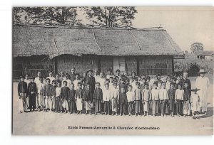 Chau Doc Vietnam Postcard 1901-1907 School Students Group Posing Franco-Annamite