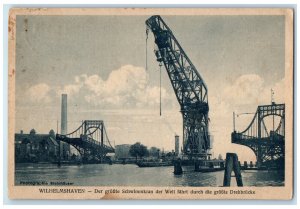 1925 Largest floating Crane Largest Dreary Bridge Wilhelmshaven Germany Postcard