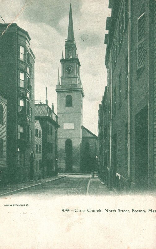 Vintage Postcard Christ Church Building North Street Boston Massachusetts MA