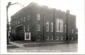 Real Photo Postcard First Baptist Church in Sabetha, Kansas~131607