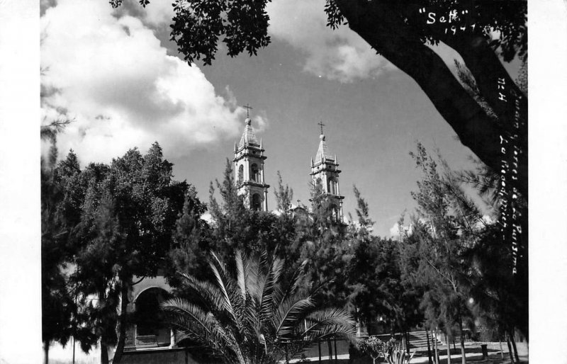 RPPC Jardin Torres de La Purisima La Piedad, Mich., Mexico 1949 Vintage Postcard