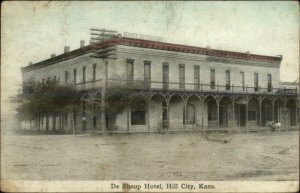 Hill City Graham County KS De Shoup Hotel c1910 Postcard