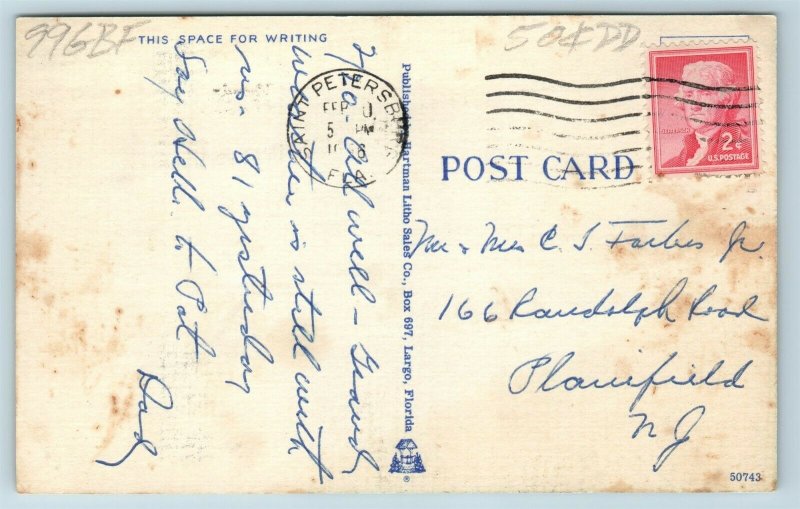 Postcard FL Indian Rocks Beach Florida Beach Scene c1950s AA5